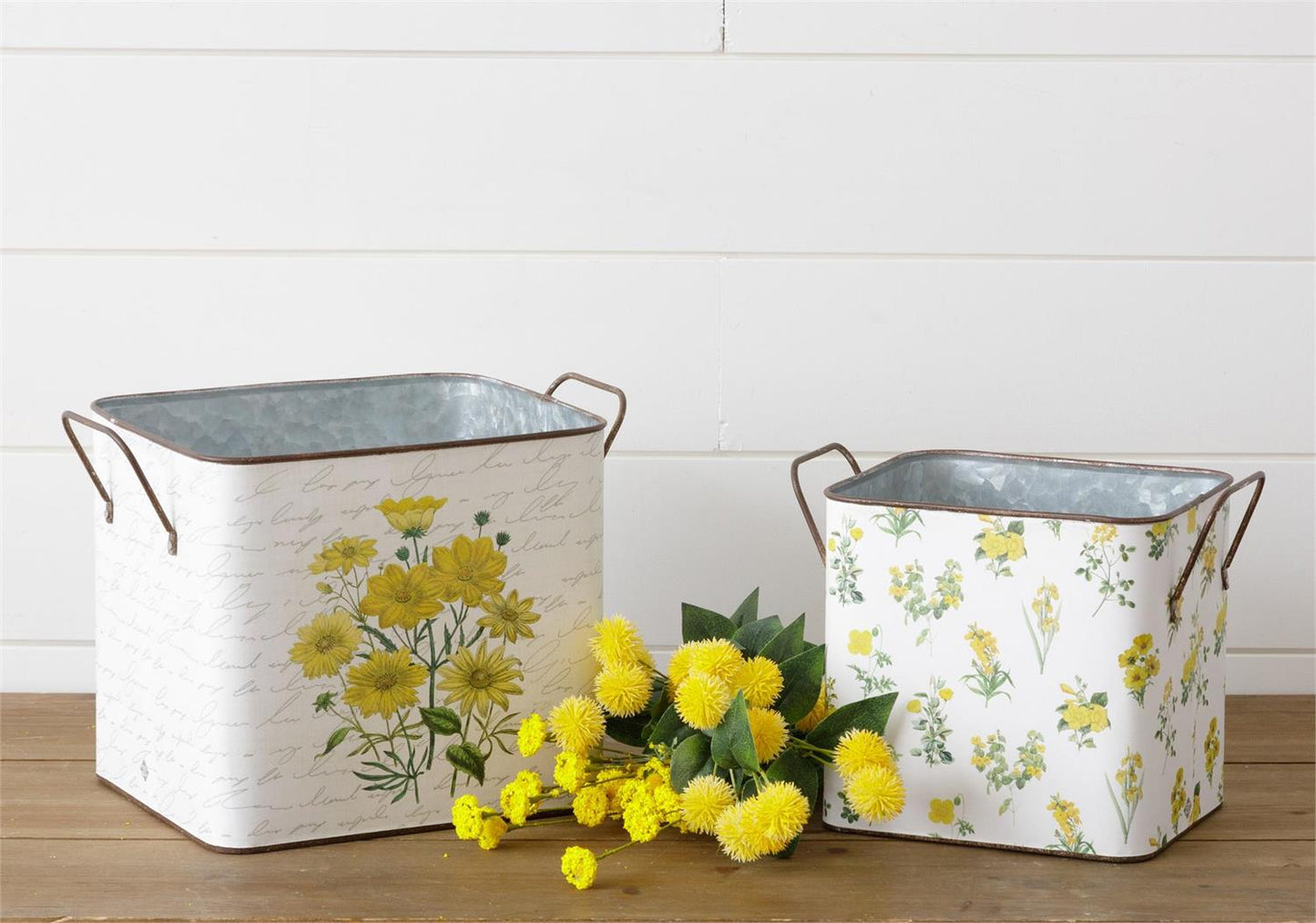 Yellow Floral Containers