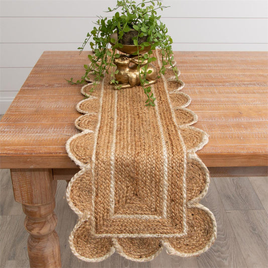 Handmade Jute Scallop Table Runner