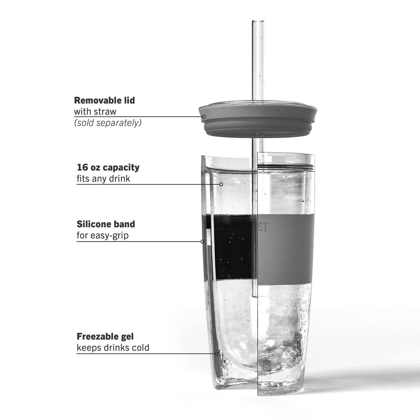 Tumbler FREEZE™ Insulated Cooling Travel Cup w/ Lid & Straw