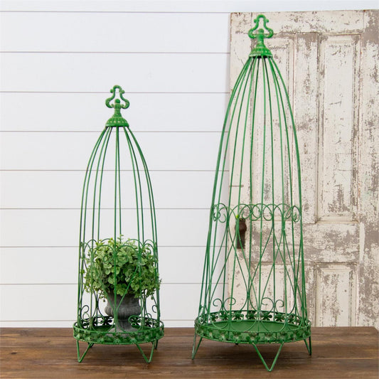 Green Trellis Plant Stand Duo