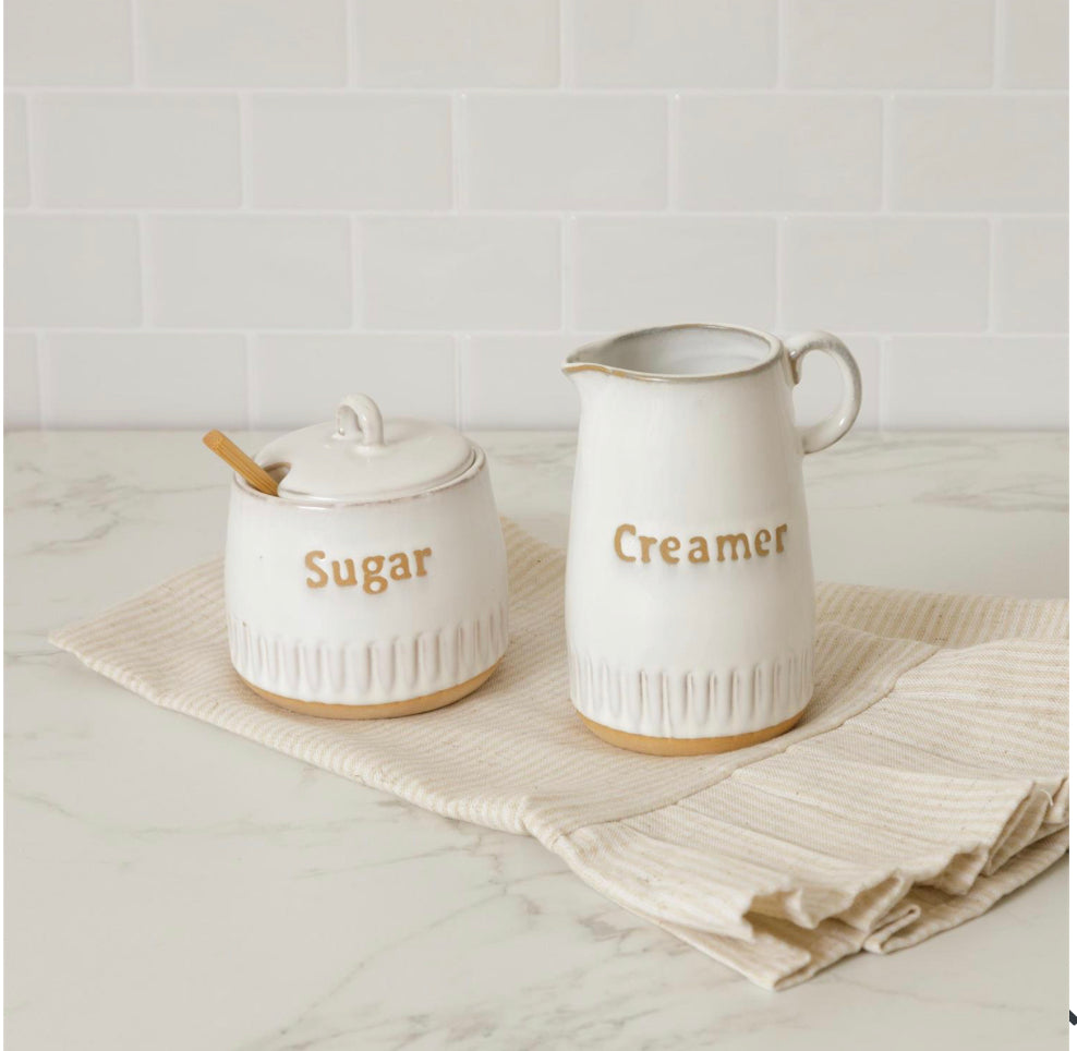 Fluted Stoneware Cream + Sugar Set